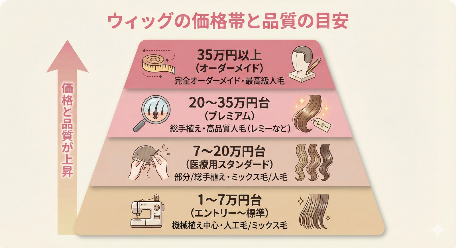 医療用ウィッグは1〜30万円以上?価格帯別の特徴と注意点を5分で把握