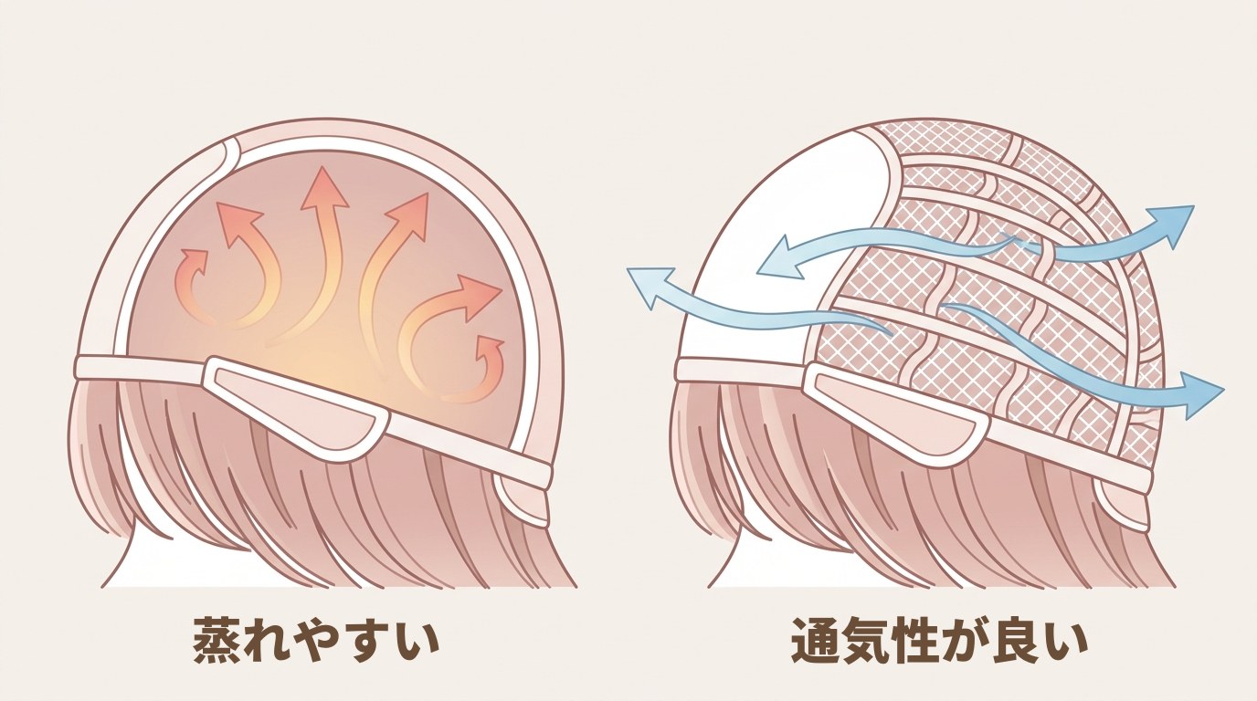 蒸れにくいウィッグの選び方：通気性・軽さ・ベース構造を見る