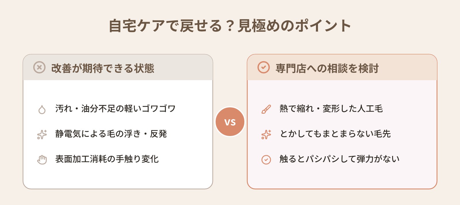 ウィッグがゴワゴワになったときの戻し方|素材別の原因と自宅でできるケア手順