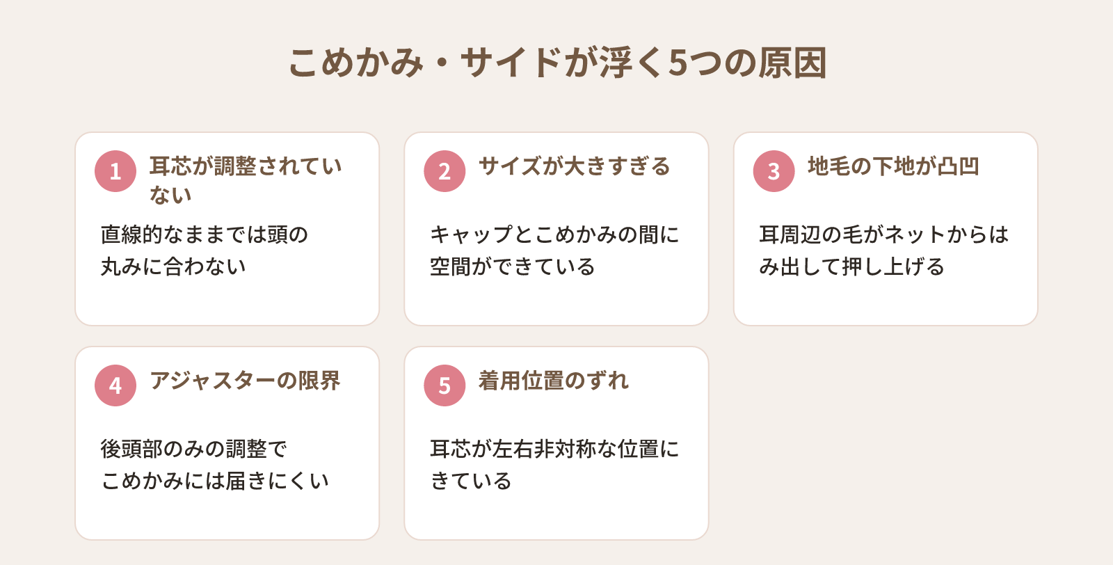 ウィッグのこめかみ・サイドが浮く原因と自分で調整する手順|フィット感を改善する具体的な方法
