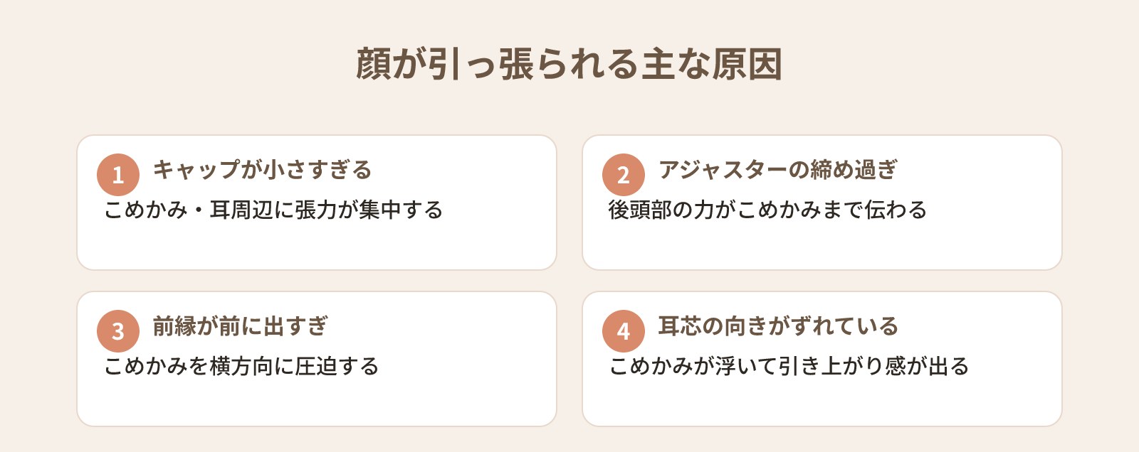 ウィッグをかぶると顔のシワが引っ張られる・引き上がる感じがする：原因とかぶり直し手順